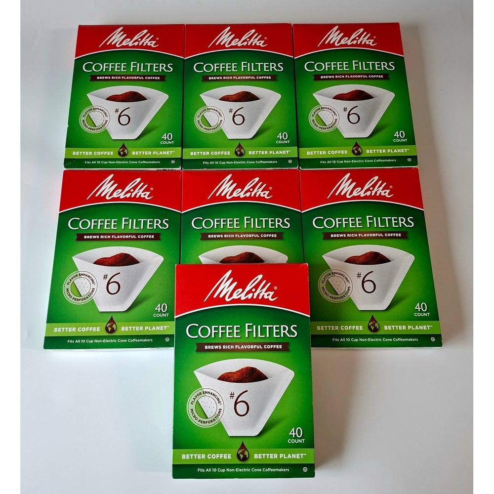 Melitta #6 White Cone Coffee Filters Lot of 7 40ct 280 Total 10 Cup NEW
